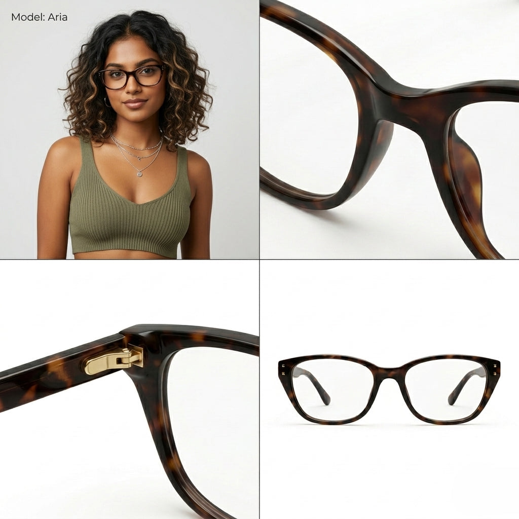 VYBE CORE 03 – Havana Tortoise worn by a model